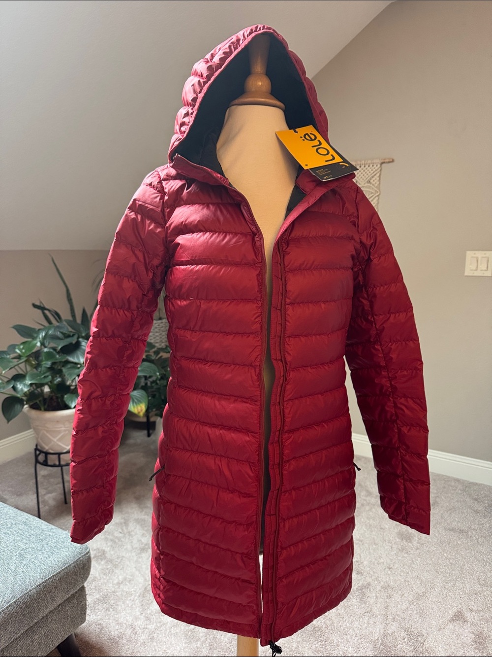 Lole Claudia long puffer down jacket red small 600 fill